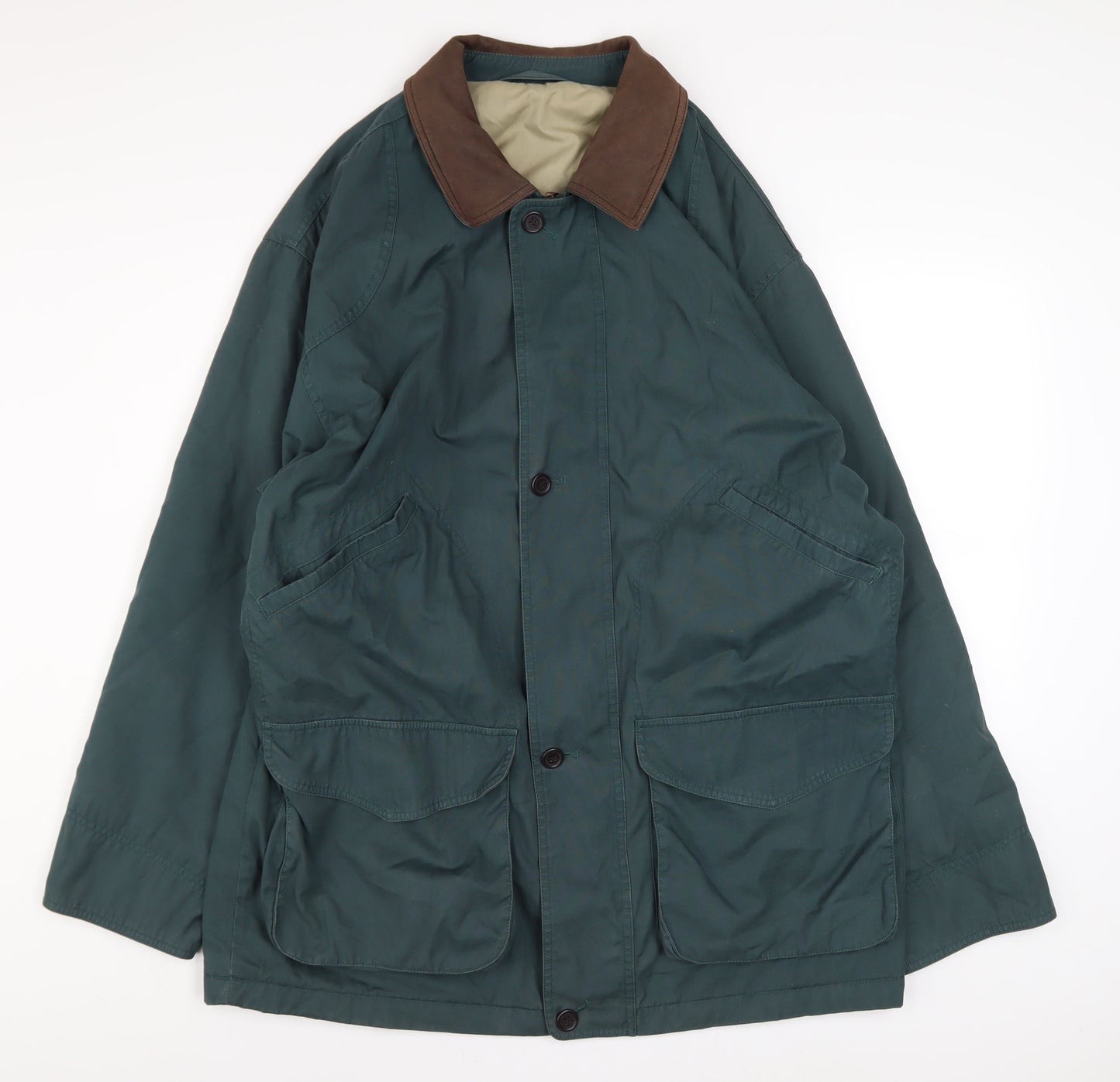 Marks and Spencer Men's Green L Overcoat Jacket Cotton Blend