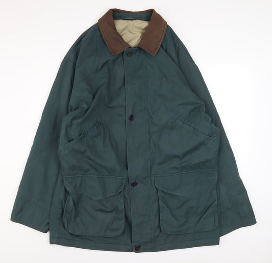 Marks and Spencer Men's Green L Overcoat Jacket Cotton Blend