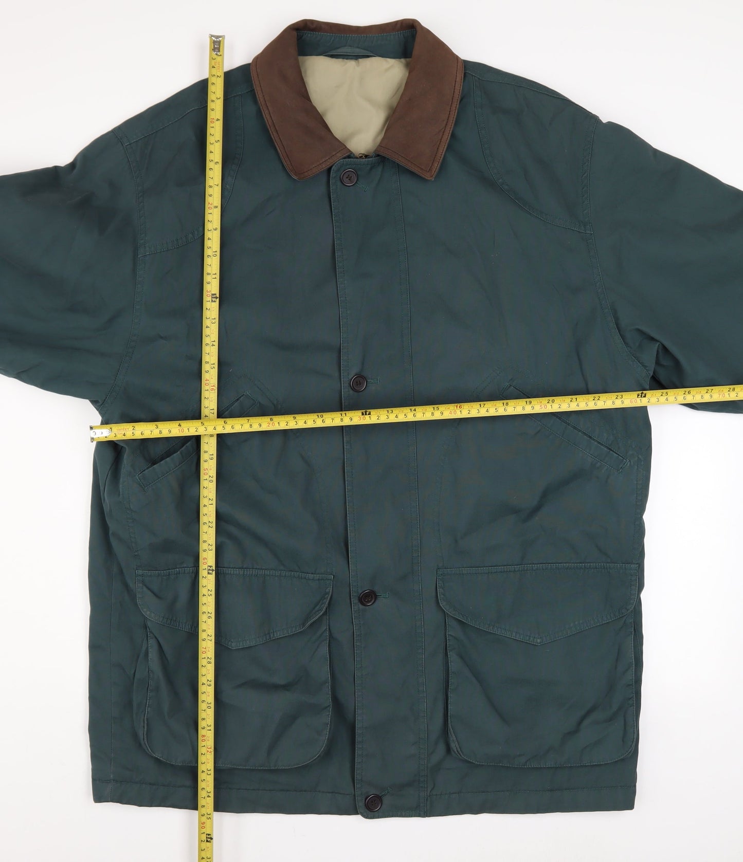 Marks and Spencer Men's Green L Overcoat Jacket Cotton Blend