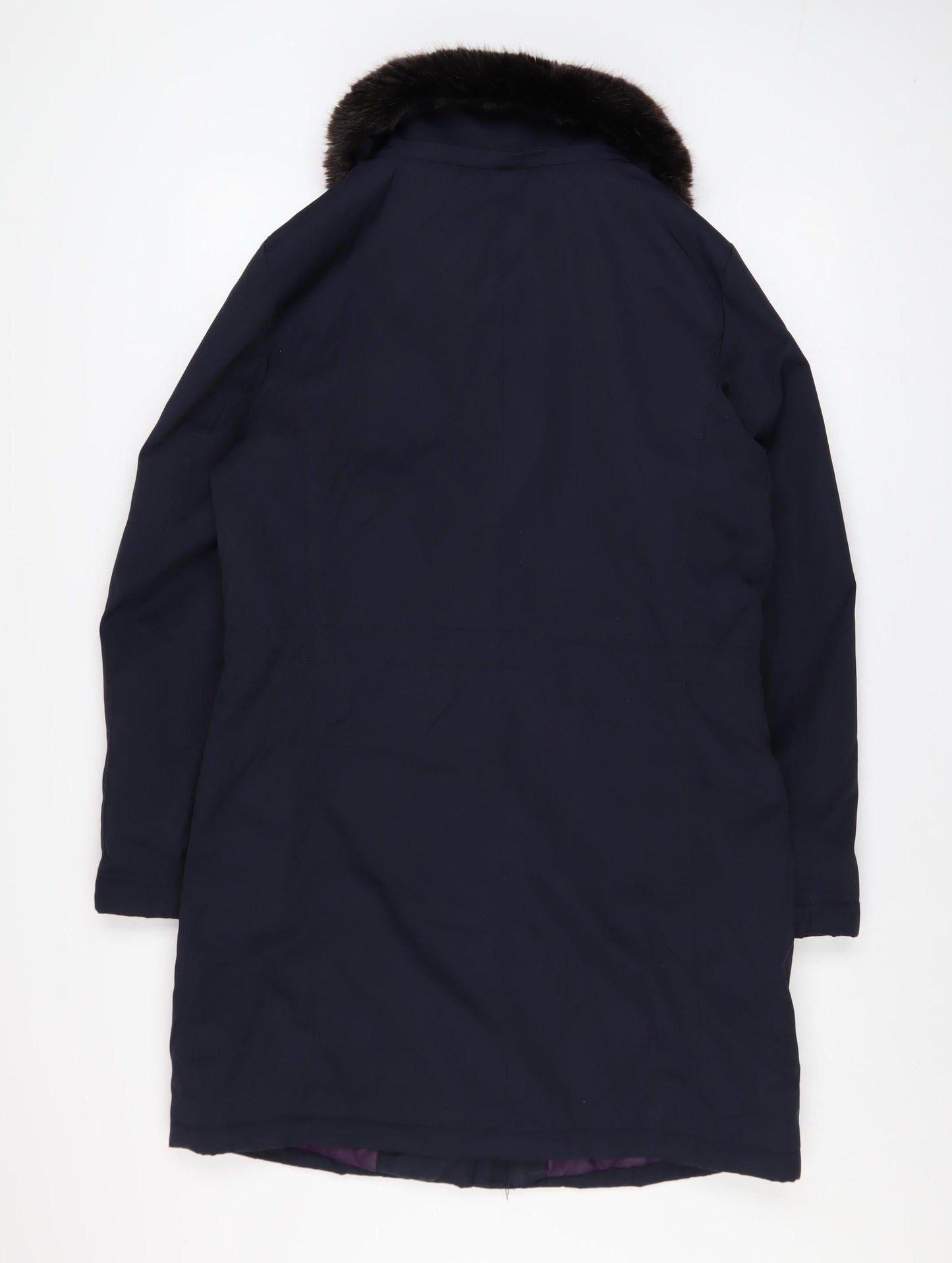 Marks and Spencer Women’s Blue Faux Fur Collar Parka Coat Size S