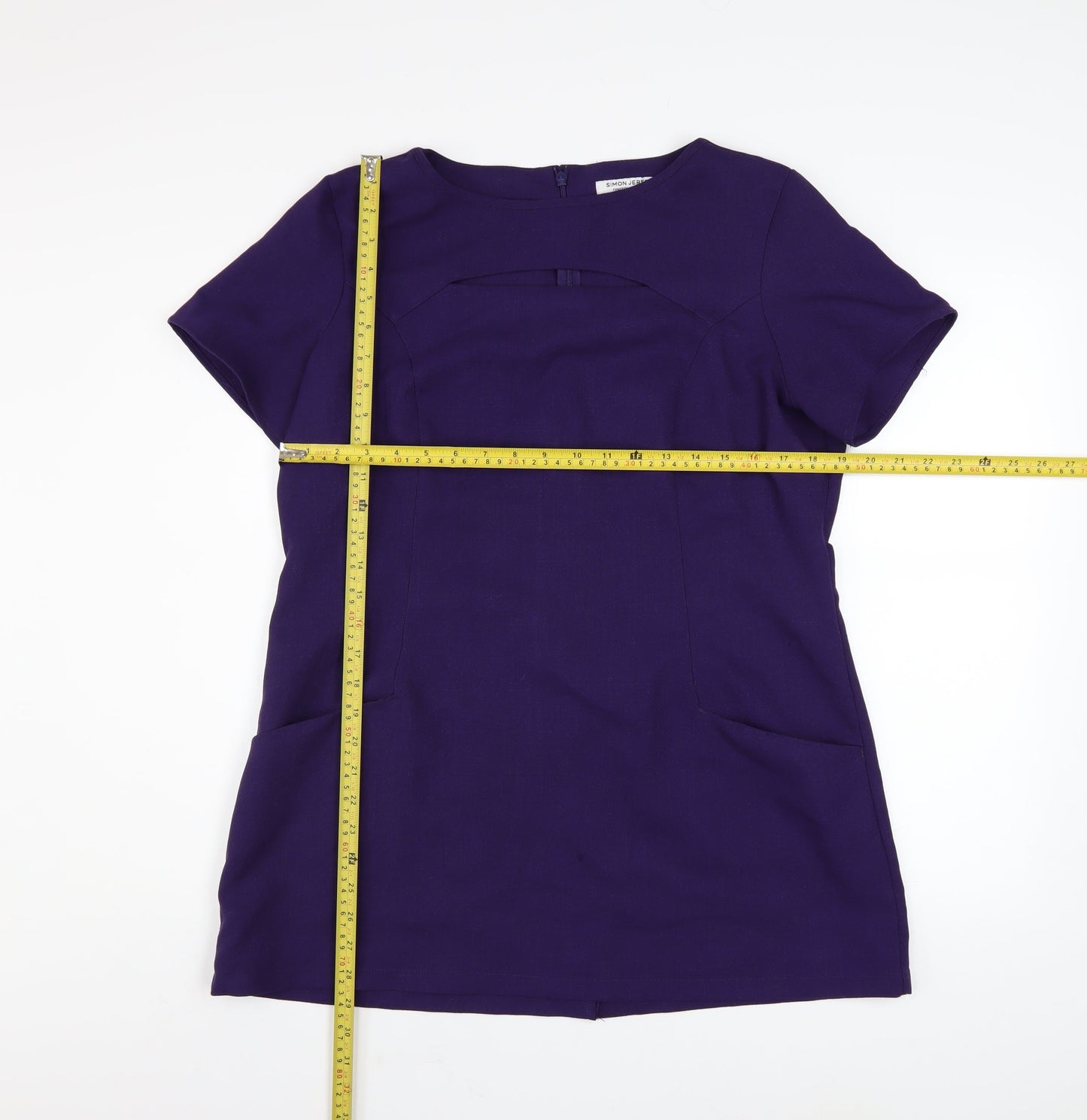 Simon Jersey Women Purple Size 16 Tunic Blouse Workwear Top