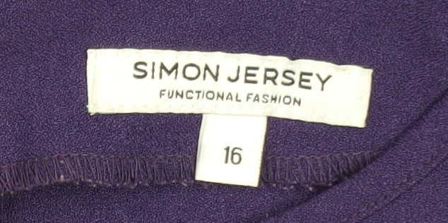 Simon Jersey Women Purple Size 16 Tunic Blouse Workwear Top