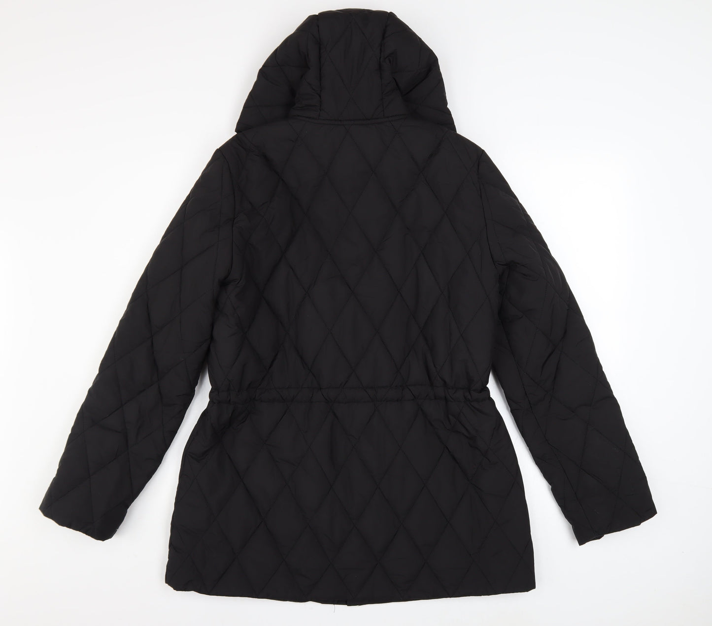 DKNY Women's Black Quilted Hooded Mid-Length Puffer Jacket Size M