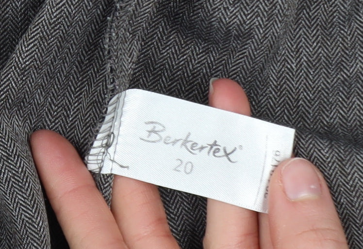 Berkertex Women’s Grey Herringbone Trousers Size 20 Straight Fit