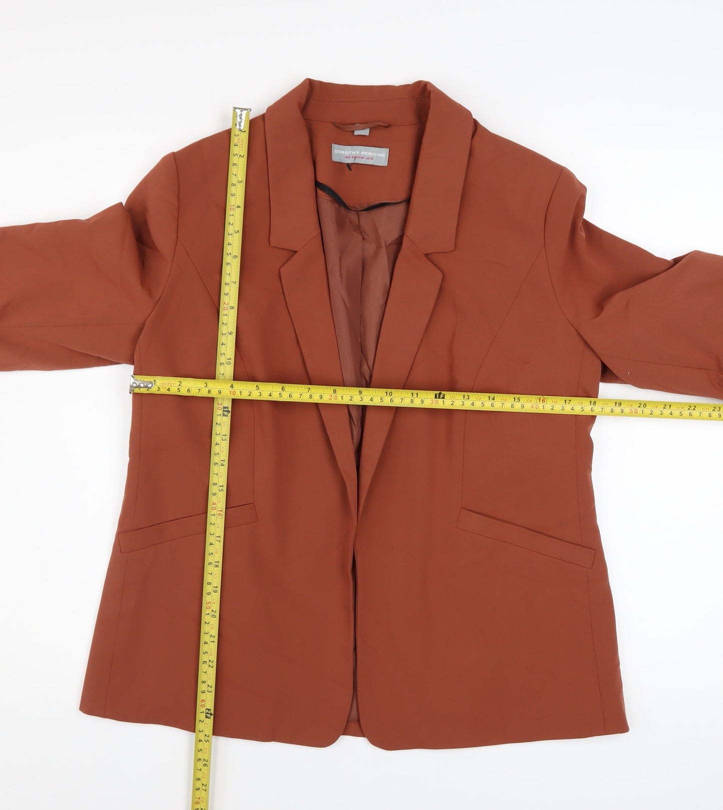 Dorothy Perkins Women’s Brown Blazer UK 12 3/4 Sleeve Lined Jacket
