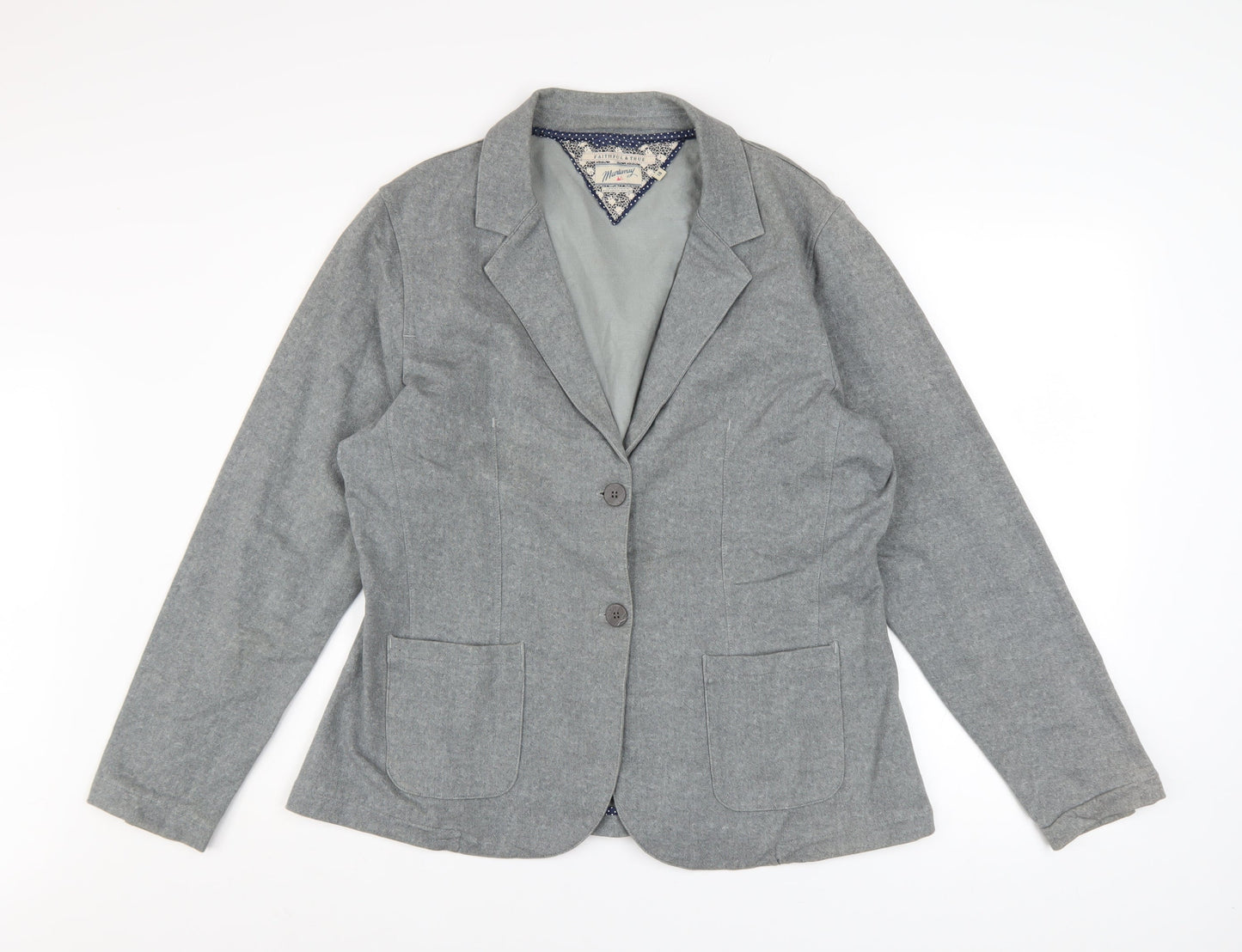Mantaray Women Grey Cotton Blend Blazer Jacket Size 18