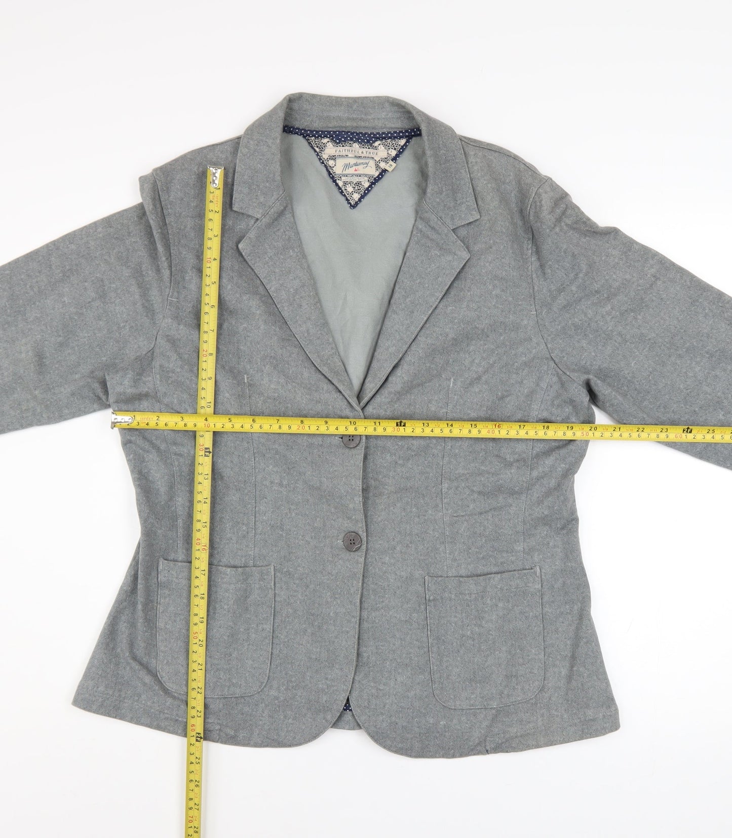 Mantaray Women Grey Cotton Blend Blazer Jacket Size 18