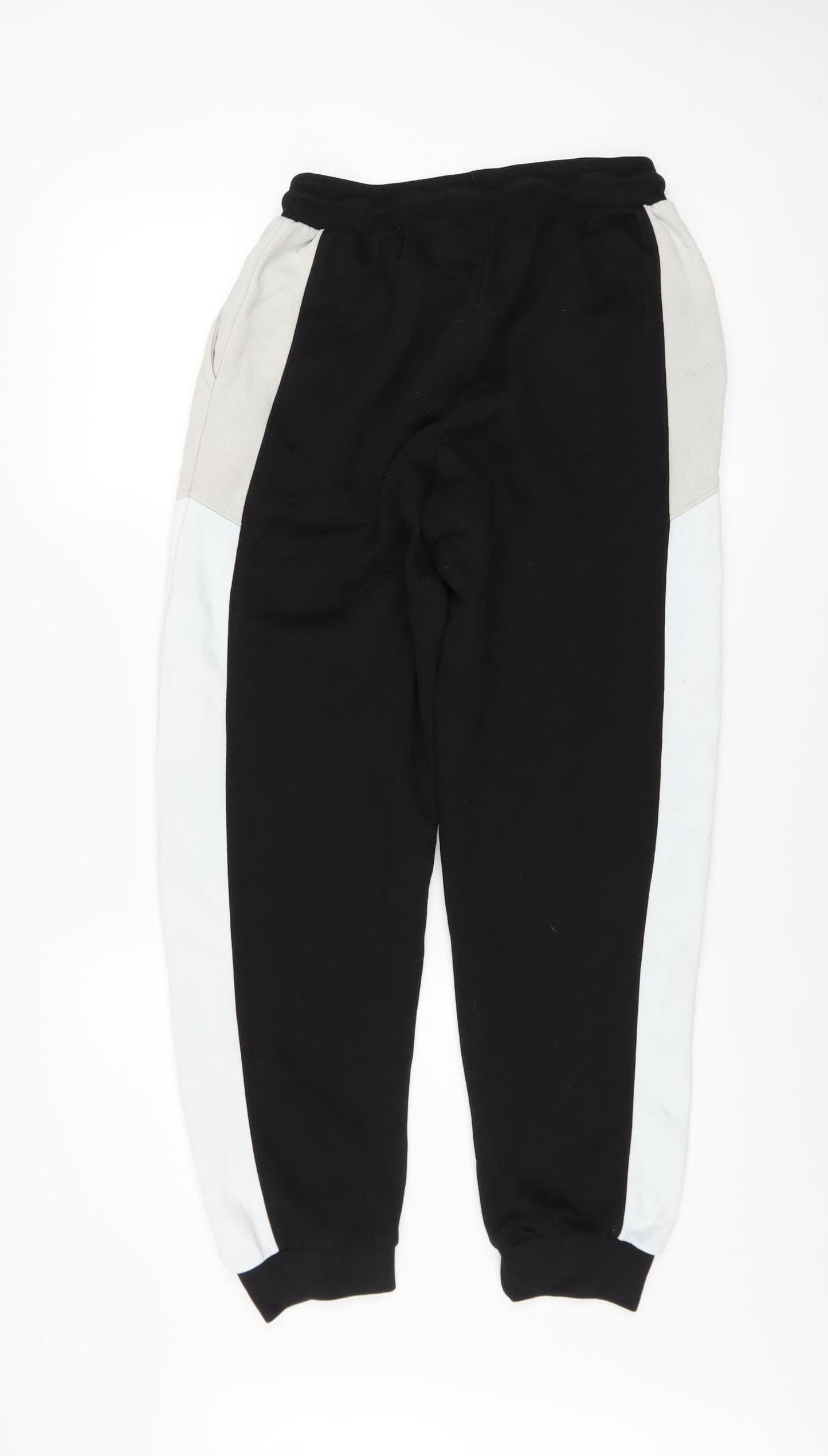 MAN Men's Black Colourblock Jogger Trousers XS Regular Fit