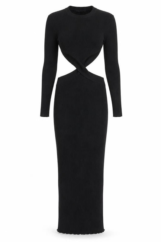Zara Women’s Black Bodycon Midi Cut Out Dress Size 12