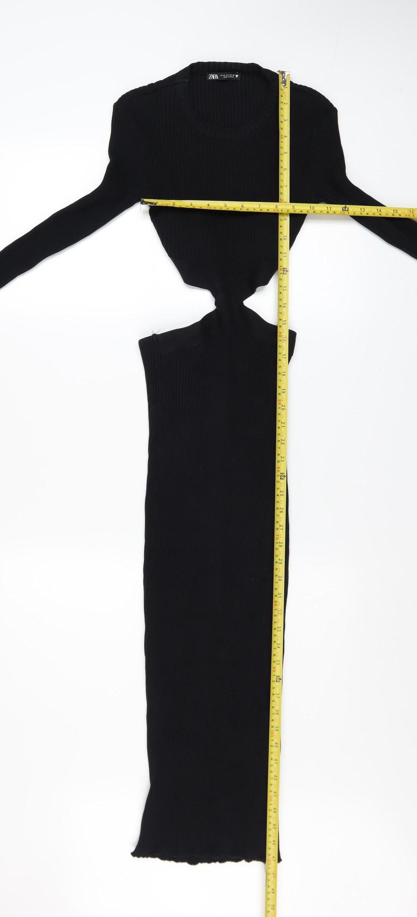 Zara Women’s Black Bodycon Midi Cut Out Dress Size 12