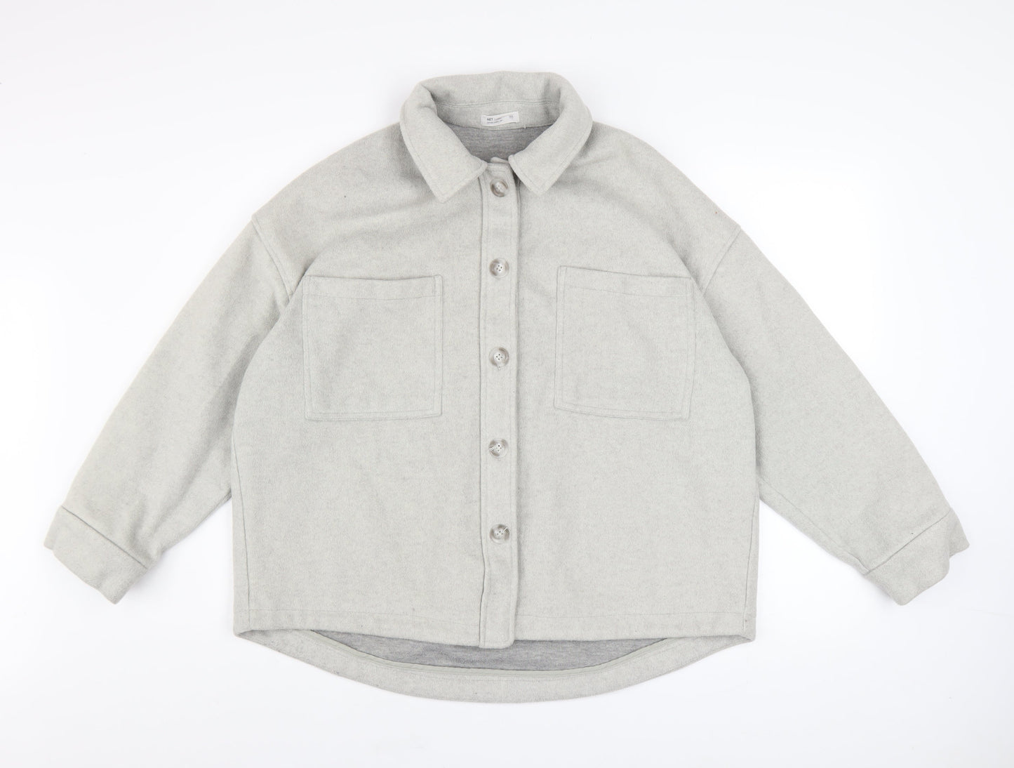 NET Ladies Grey Polyester Button Casual Jacket Women M