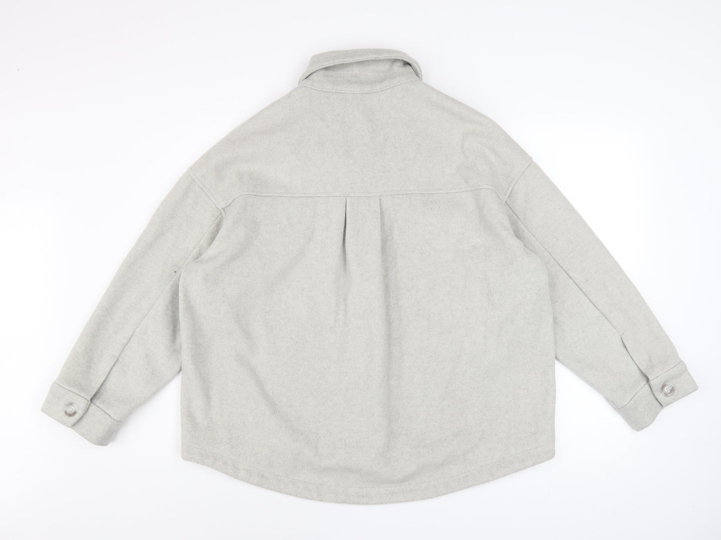 NET Ladies Grey Polyester Button Casual Jacket Women M