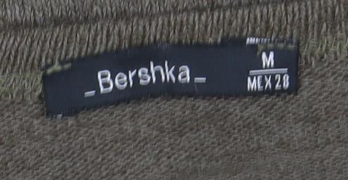 Bershka Women Brown Wrap V-Neck Long Sleeve Slim Fit Top M