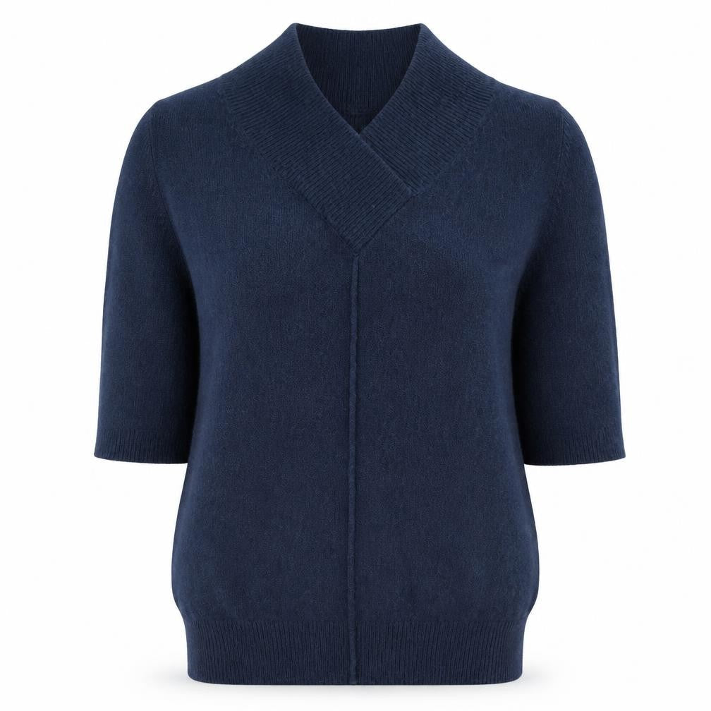 Wallis Women Navy Blue Medium Shawl Collar 3/4 Sleeve Knit Jumper