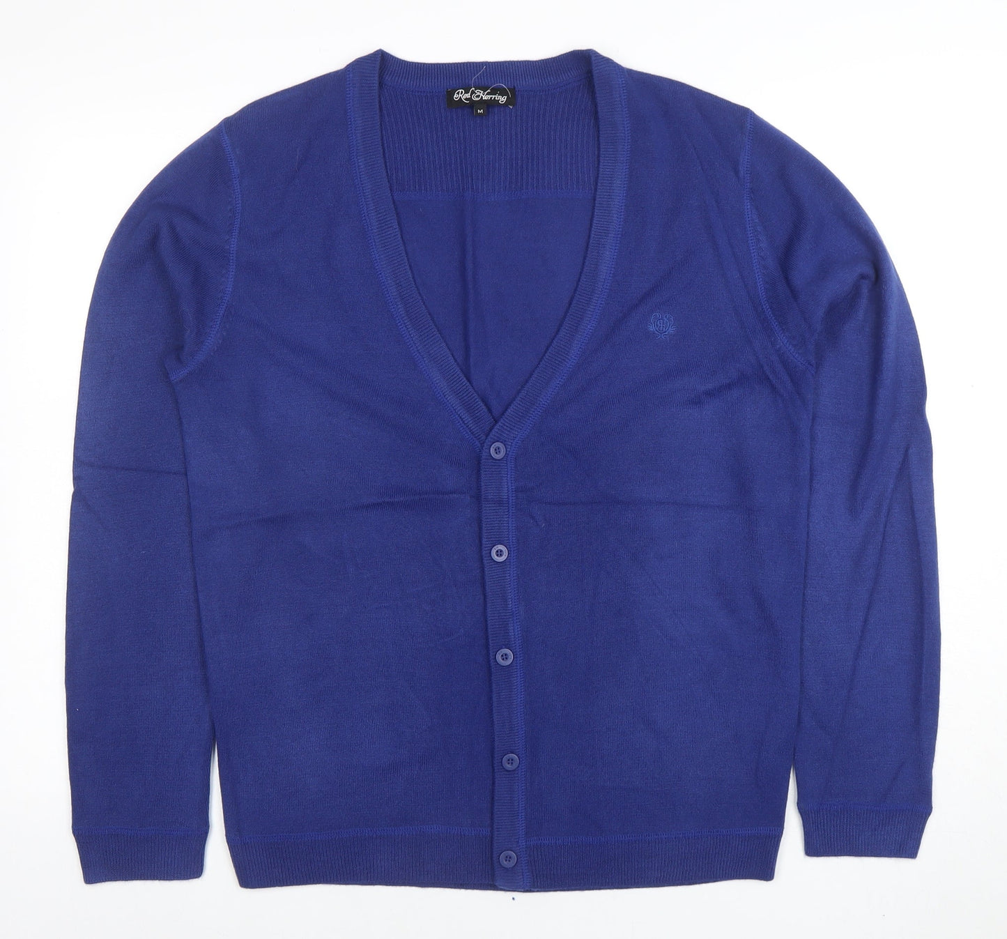 Red Herring Women Blue Cardigan M V-Neck Button Long Sleeve Knit