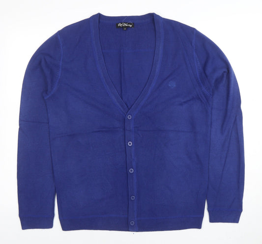 Red Herring Women Blue Cardigan M V-Neck Button Long Sleeve Knit