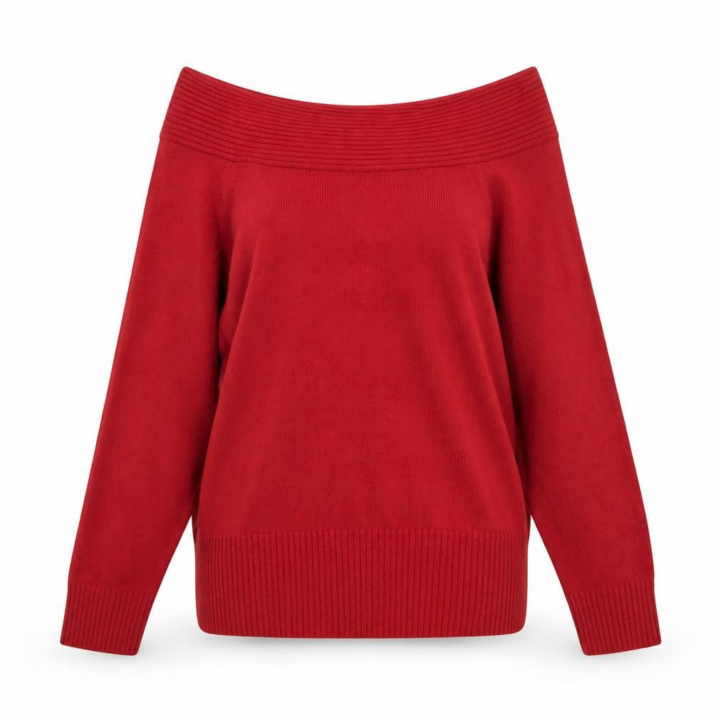 Riversland Womens Red Off the Shoulder Knit Top Size 10