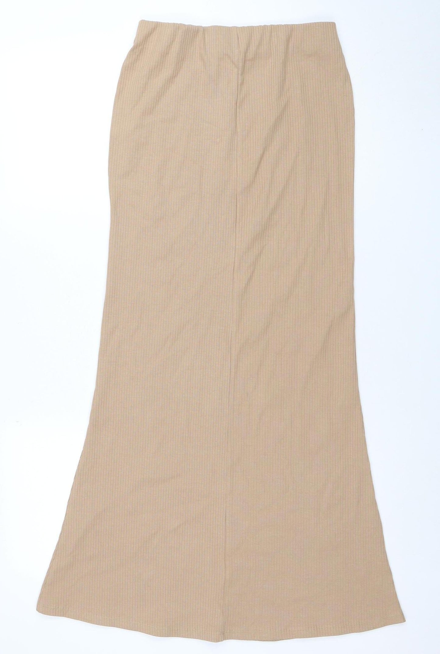 ZARA Women Beige Long Jersey Stretch Pencil Skirt S