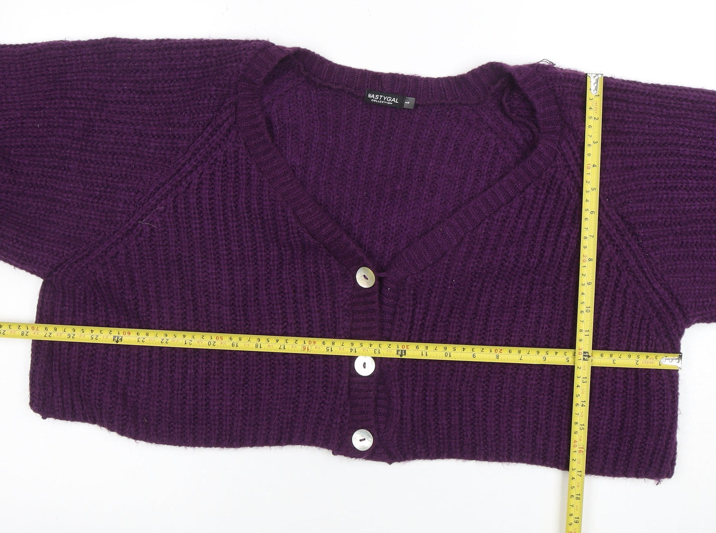 Nasty Gal Women’s Purple Chunky Knit Button Cardigan Size L