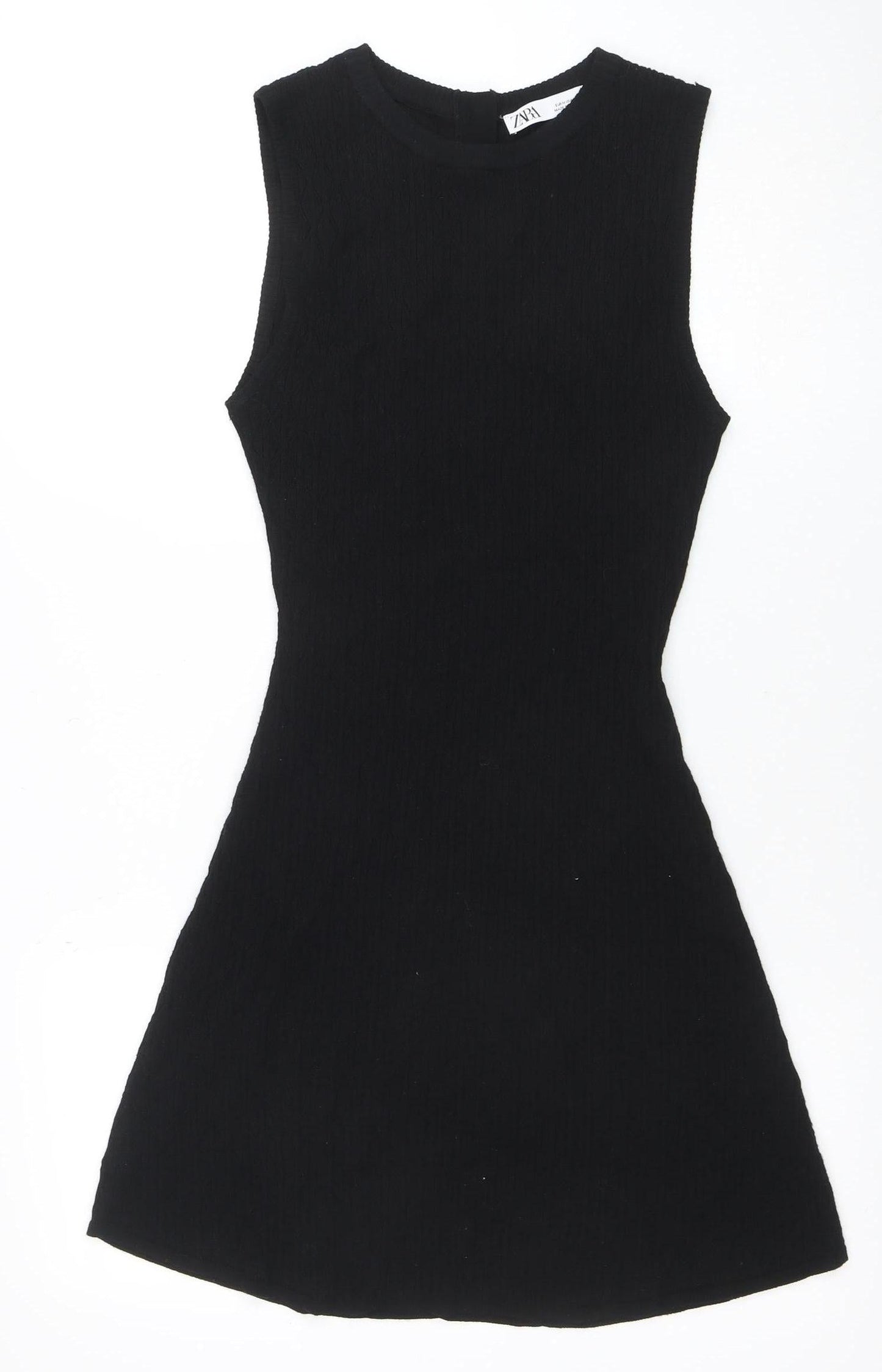 ZARA Women Black Knit Sleeveless A-Line Dress Size 12