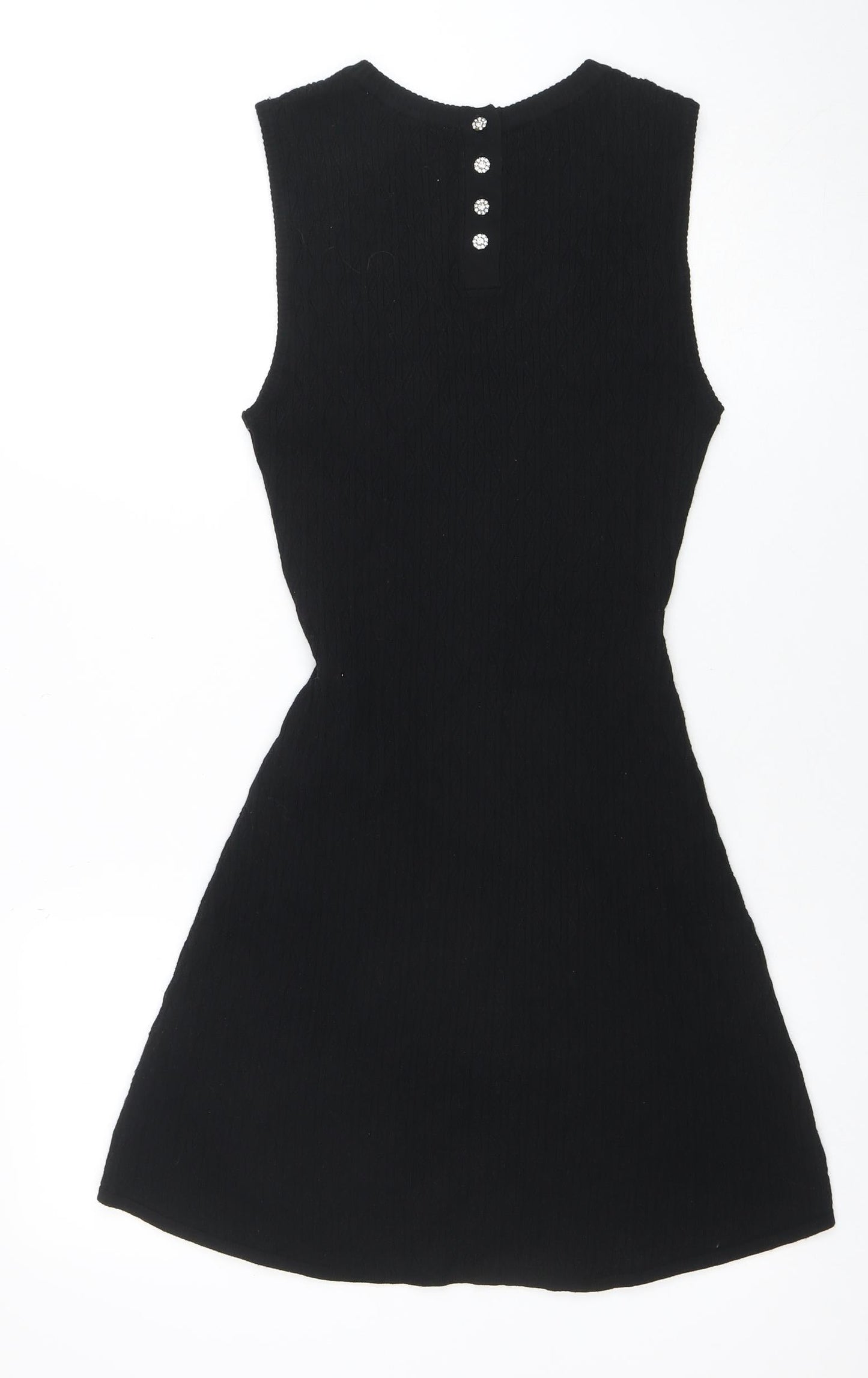 ZARA Women Black Knit Sleeveless A-Line Dress Size 12