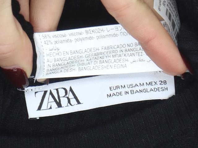 ZARA Women Black Knit Sleeveless A-Line Dress Size 12
