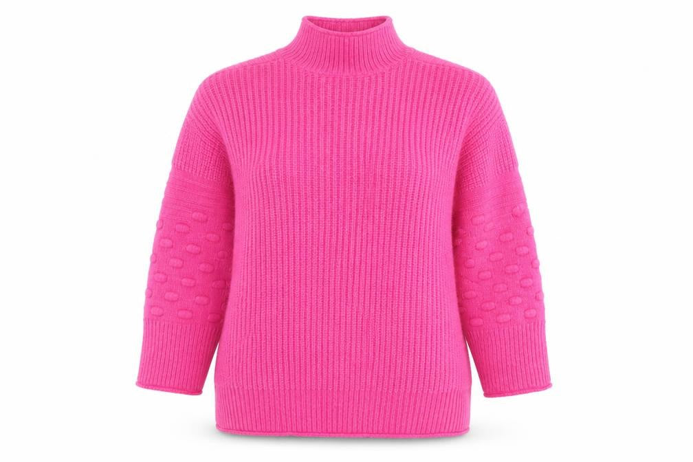 Joules Women's Pink Mock Neck Chunky Knit Jumper UK 10 Acrylic Blend