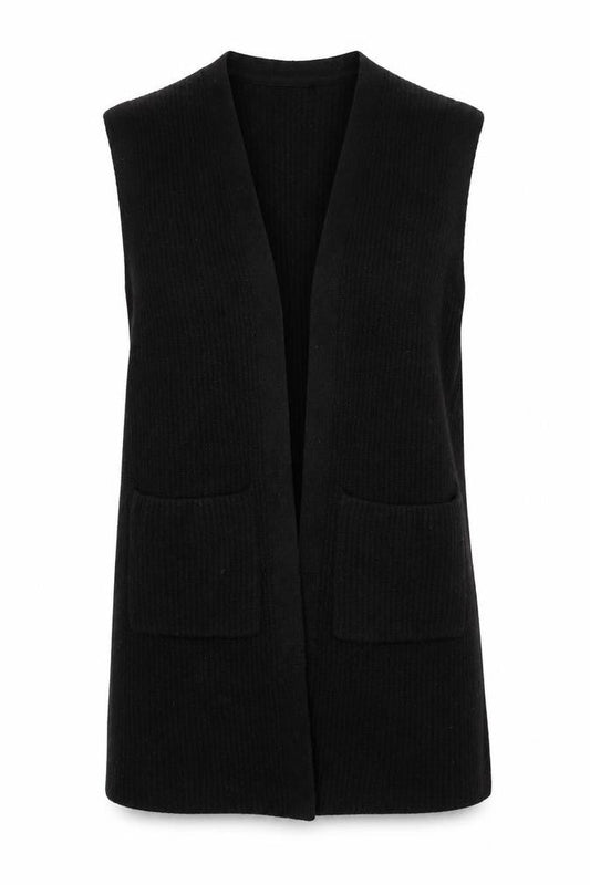 FatFace Women's Black Sleeveless Cardigan Knit Vest Size S