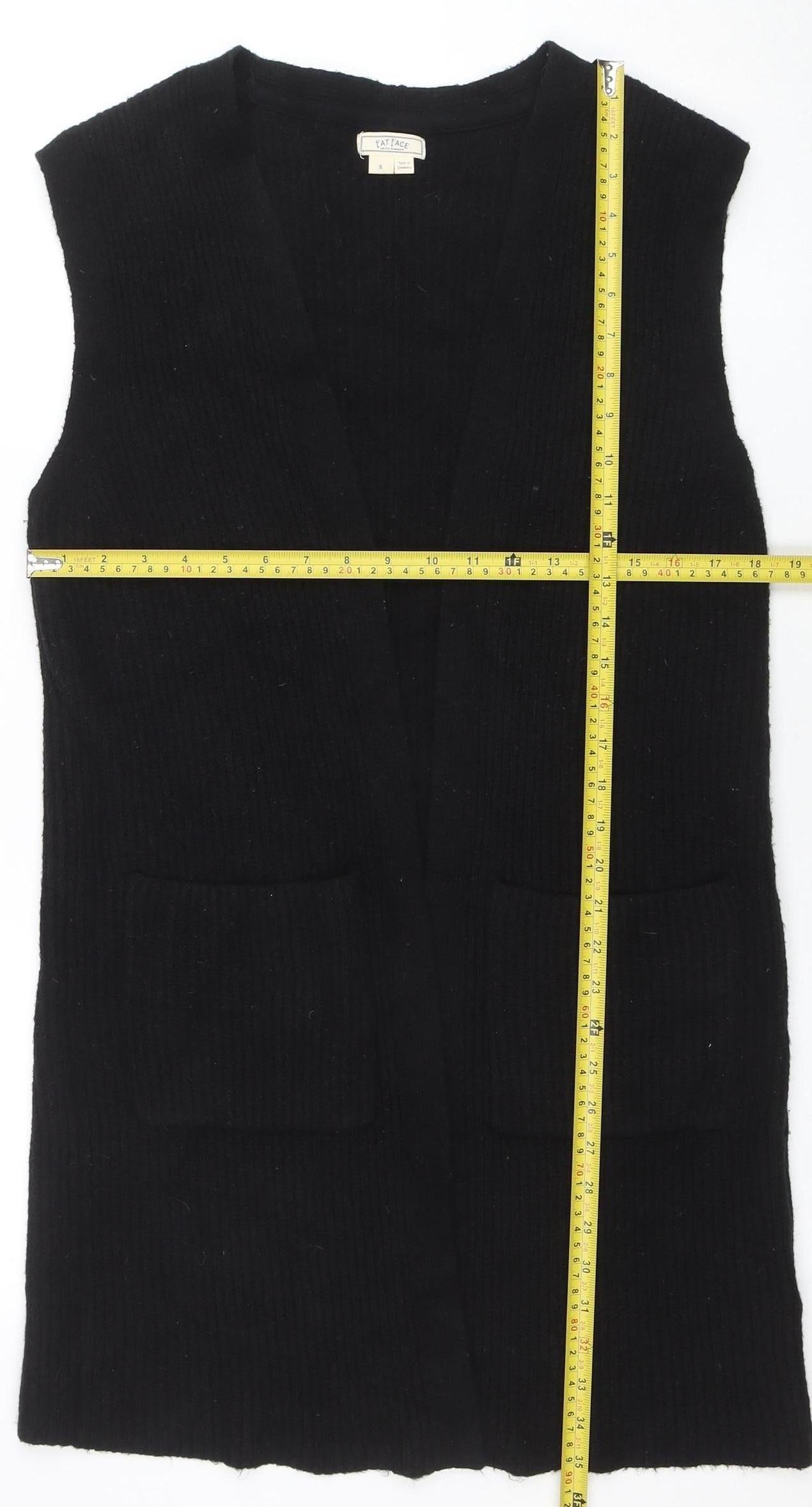 Fat Face Women's Black Sleeveless Cardigan Knit Vest Size S