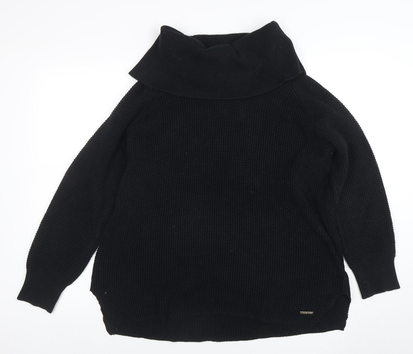 Michael Kors Women's Black Cowl Neck Chunky Knit Pullover Jumper XL
