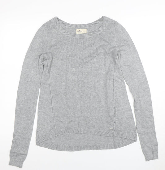 Hollister Womens Grey Crew Neck Cotton Blend Jumper Size S