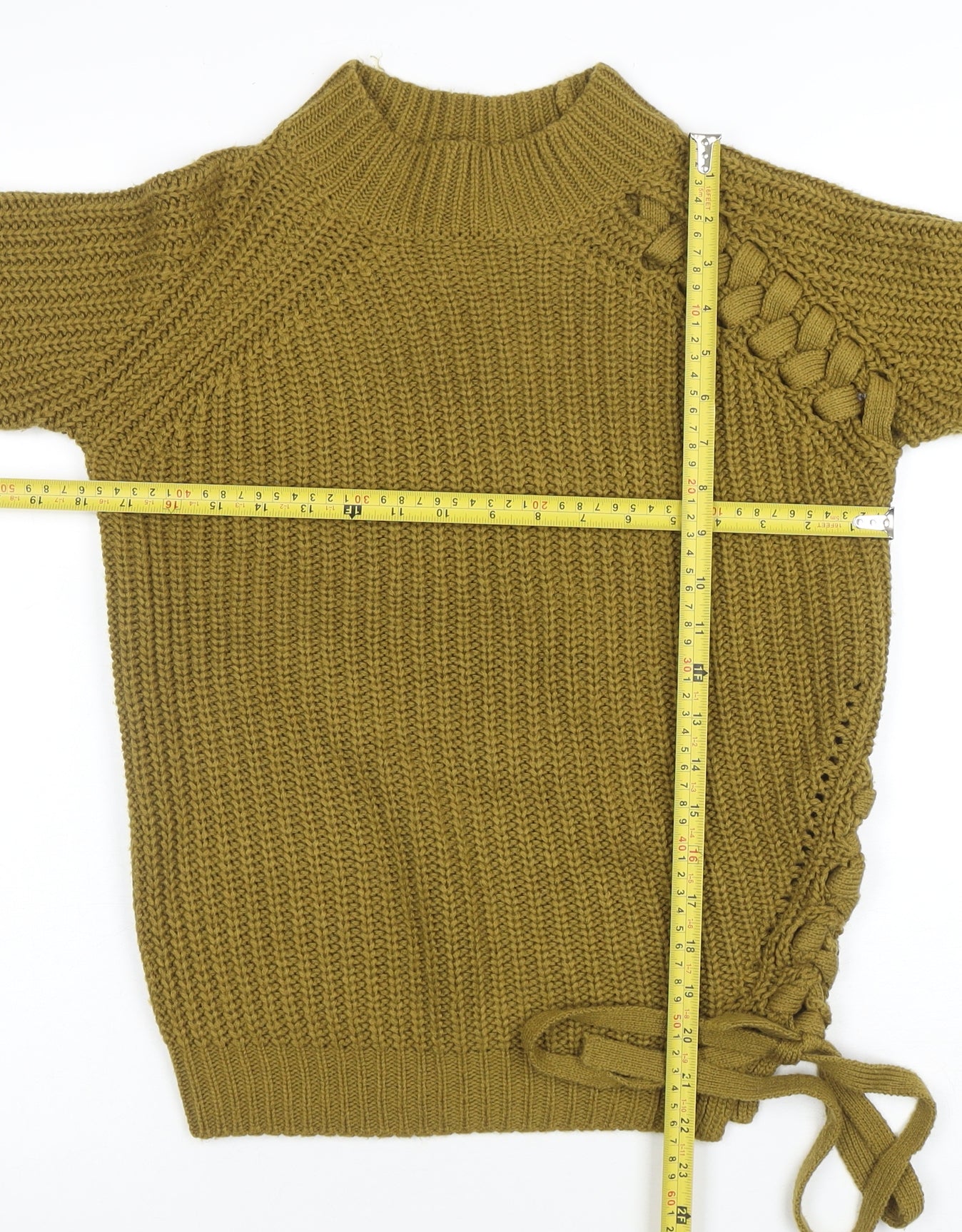 Vero Moda Women’s Green Chunky Knit High Neck Pullover Jumper M