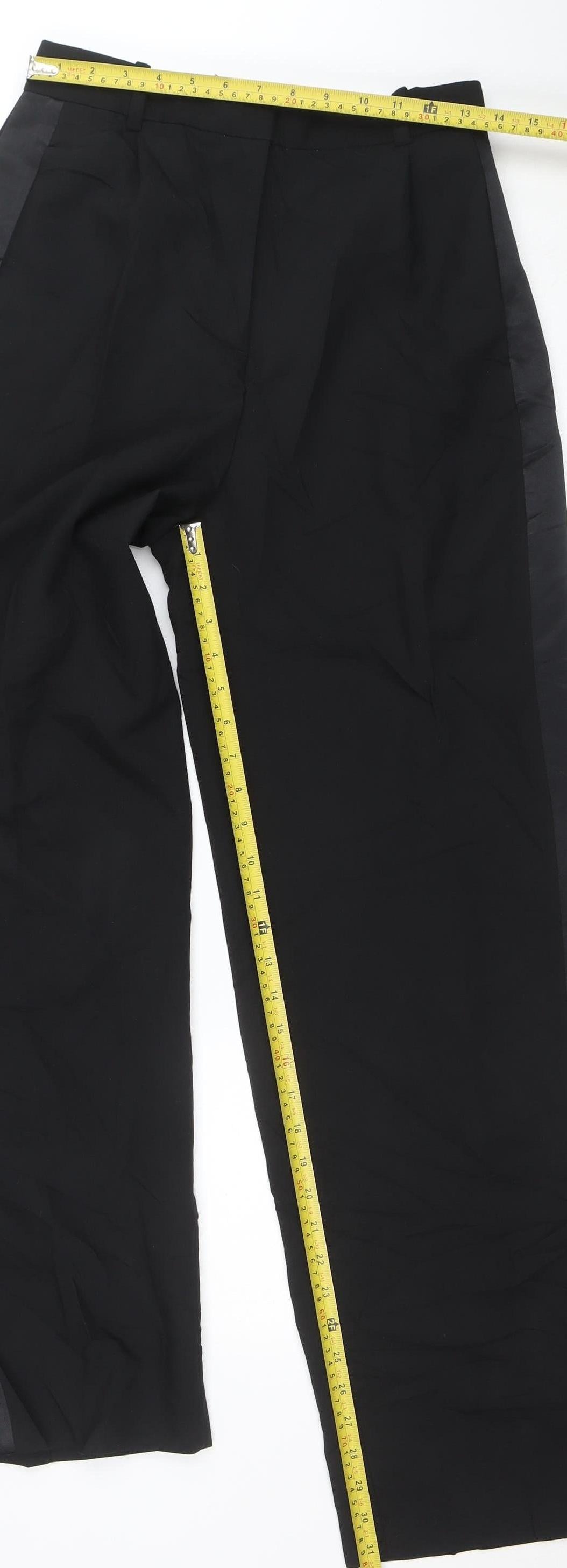 Zara Women's Black Mid Rise Straight Leg Trousers Size M