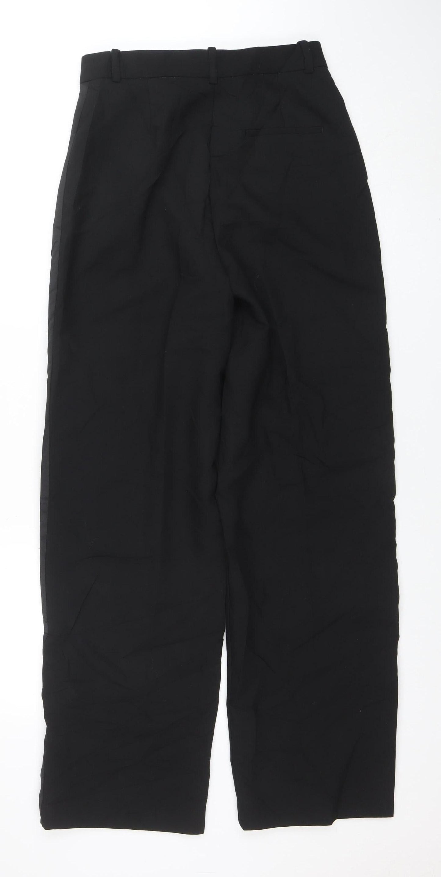 Zara Women's Black Mid Rise Straight Leg Trousers Size M