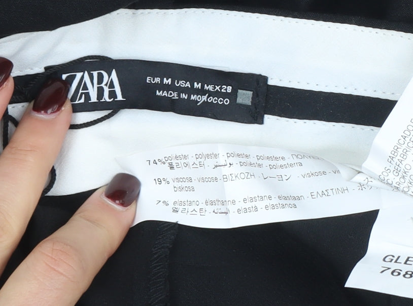 Zara Women's Black Mid Rise Straight Leg Trousers Size M