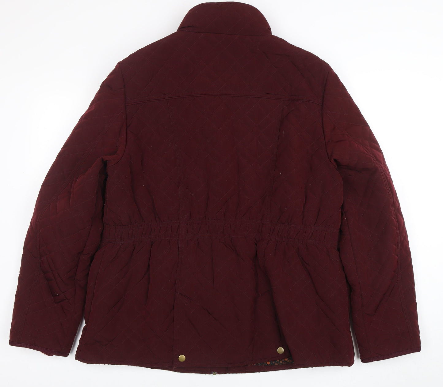Monsoon Womens Red Quilted Jacket Size 18 Lined Full Zip Winter Coat
