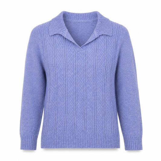 ISLE Womens Purple Collared Cable Knit Jumper Size S
