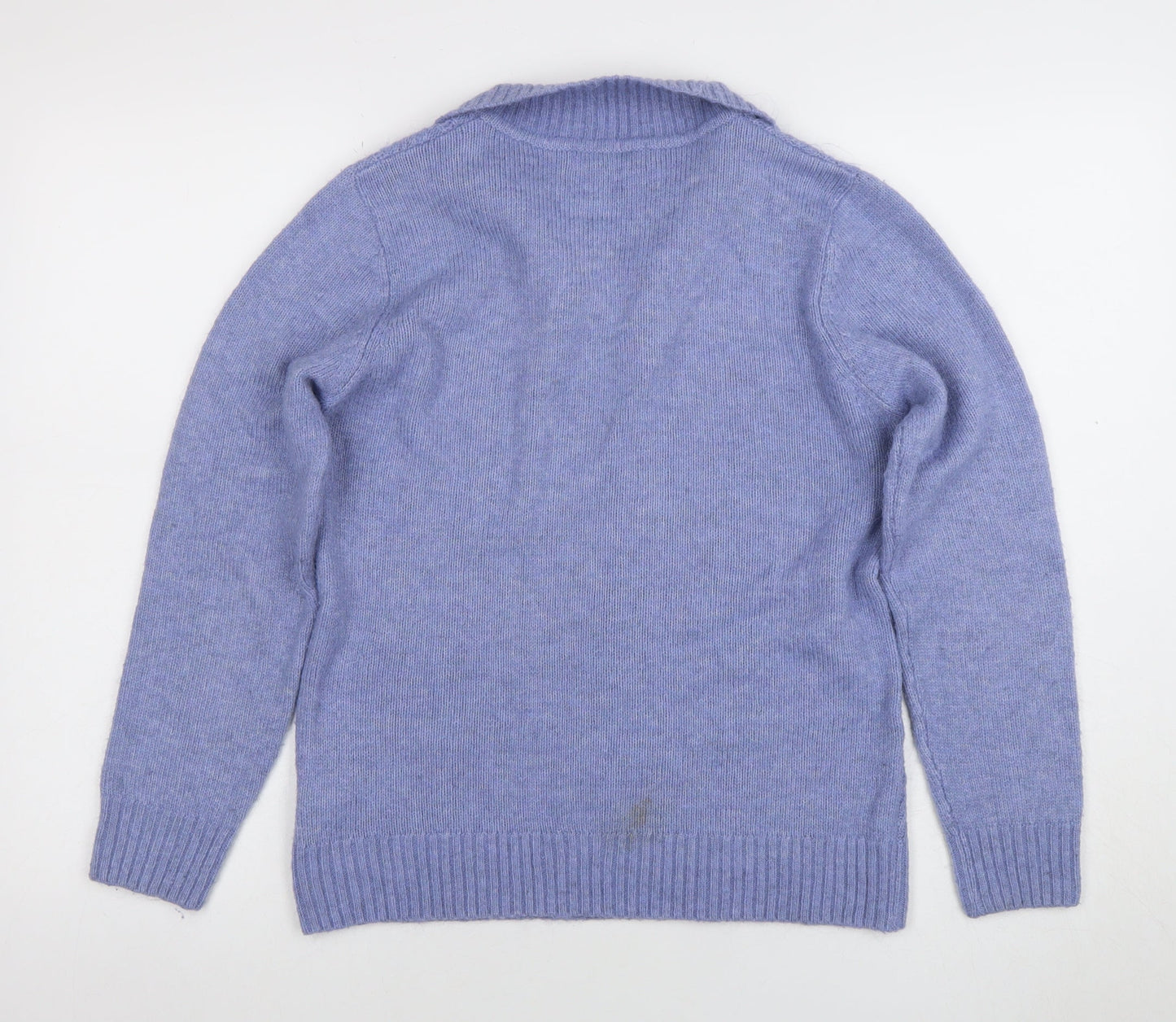 ISLE Womens Purple Collared Cable Knit Jumper Size S