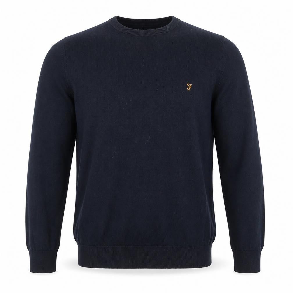 Farah Men's Blue Cotton Crew Neck Pullover Jumper M