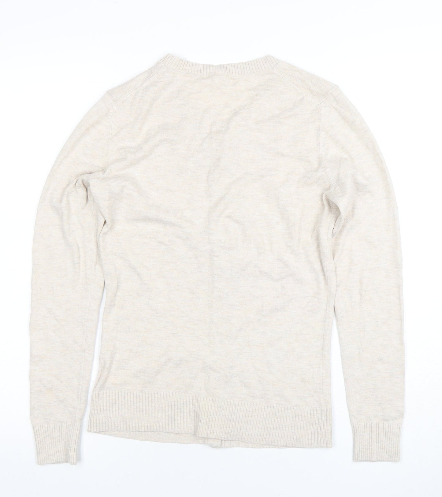 GAP Women Beige Cotton Blend Crew Neck Cardigan Size S