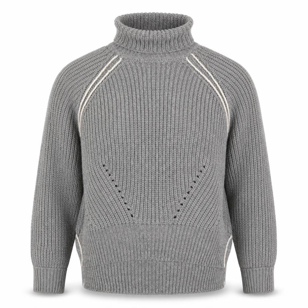 Topshop Women Grey Roll Neck Chunky-Knit Wool Blend Jumper Size 10