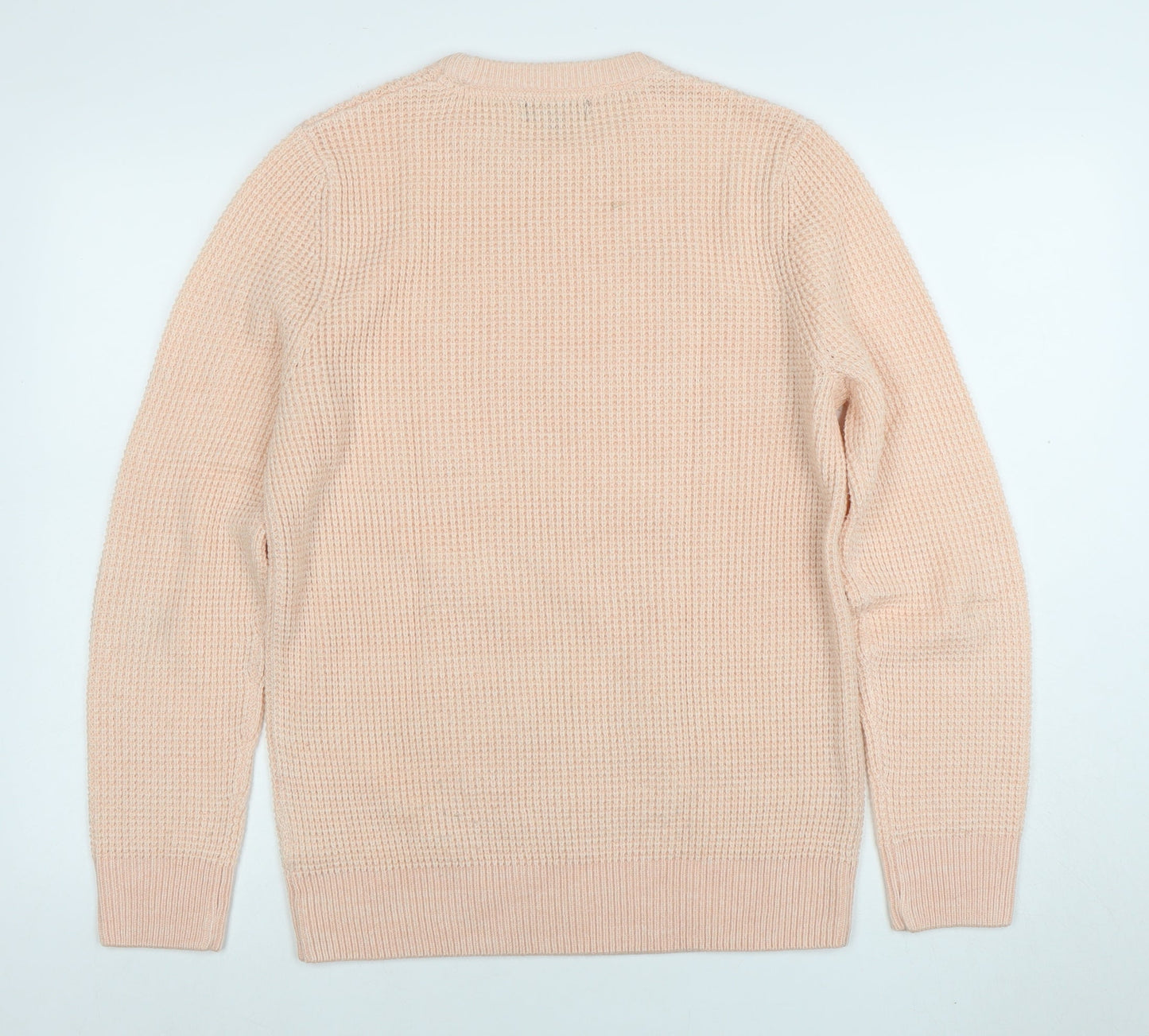 New Look Men Beige Waffle-Knit Crew Neck Jumper Size M