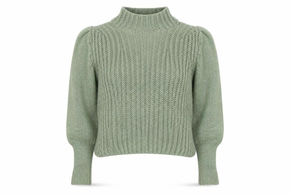 Stradivarius Women’s Green High Neck Chunky Knit Wool Blend Jumper Size 10