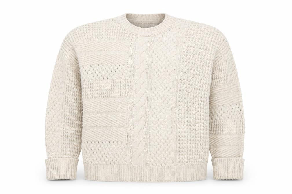 Next Women Beige Cable-Knit Cotton Blend Crew Neck Jumper M