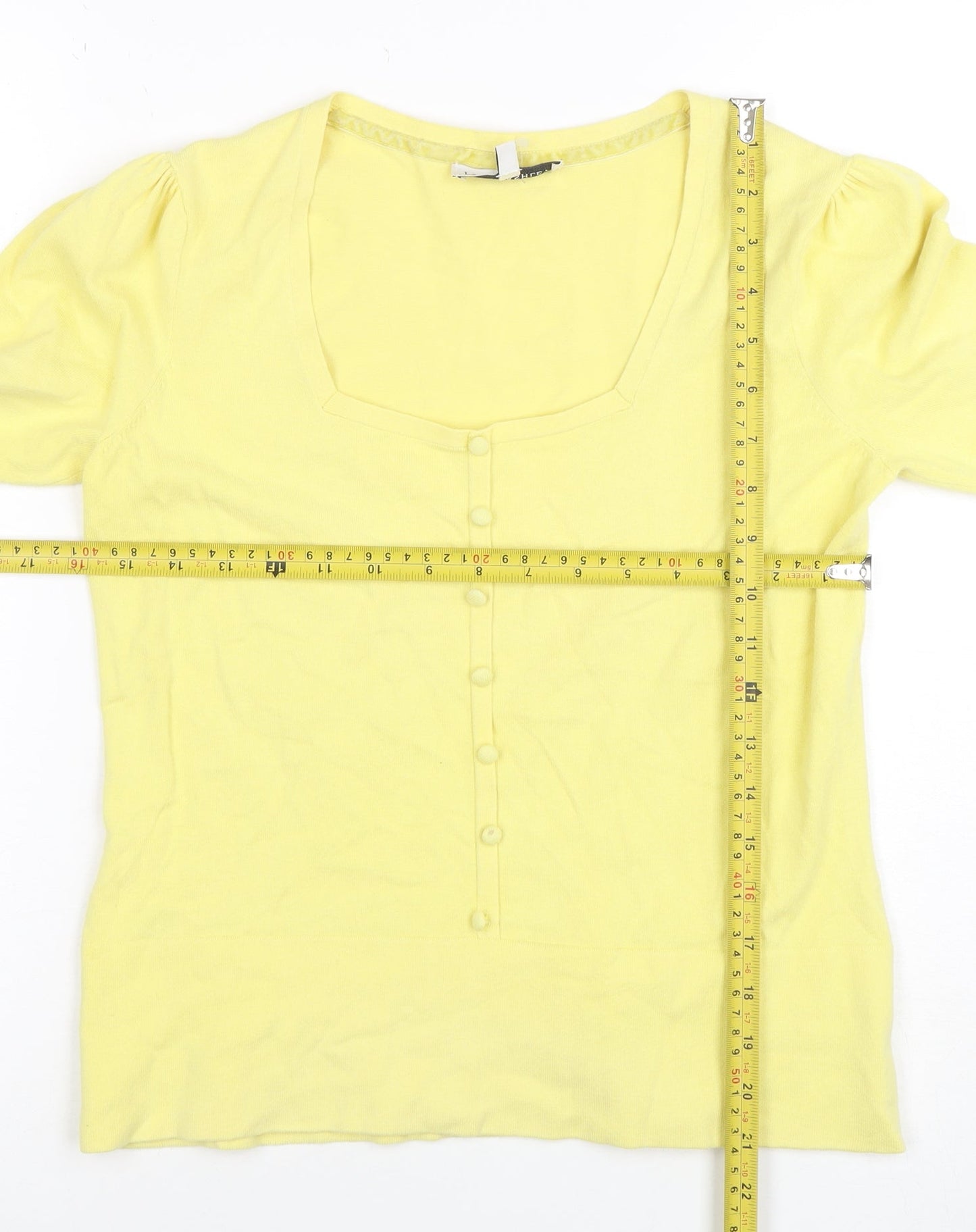 Laura Ashley Women’s Yellow Cotton Blend Long Sleeve Square Neck Blouse Size 12