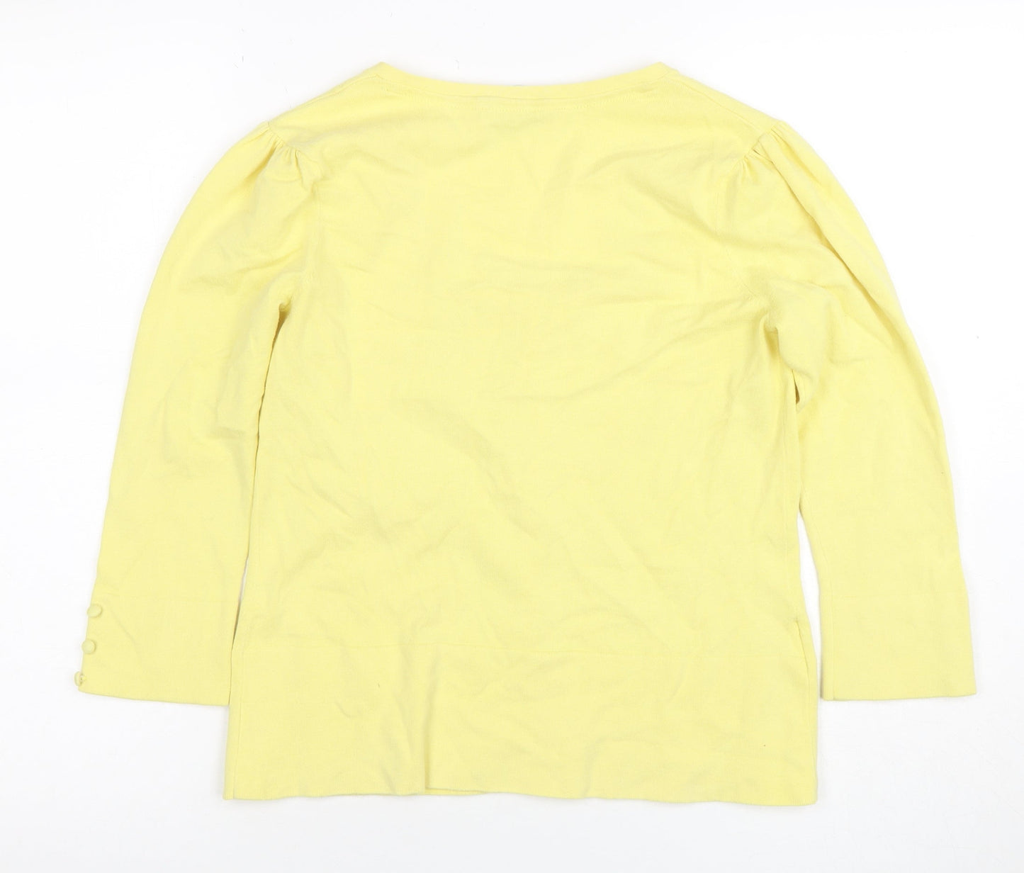 Laura Ashley Women’s Yellow Cotton Blend Long Sleeve Square Neck Blouse Size 12
