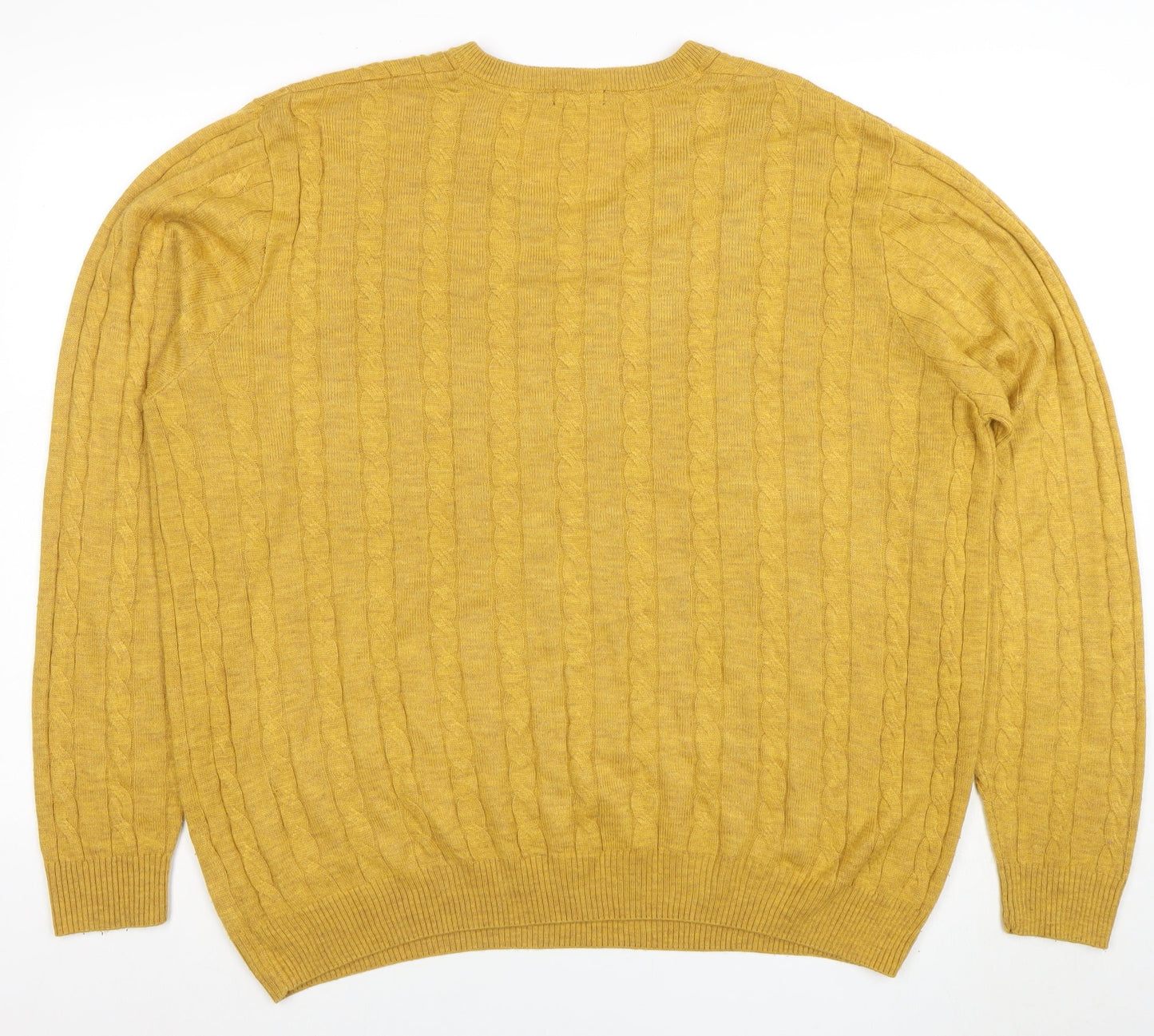 Colton Traders Men's Yellow XL Cable-Knit V-Neck Jumper
