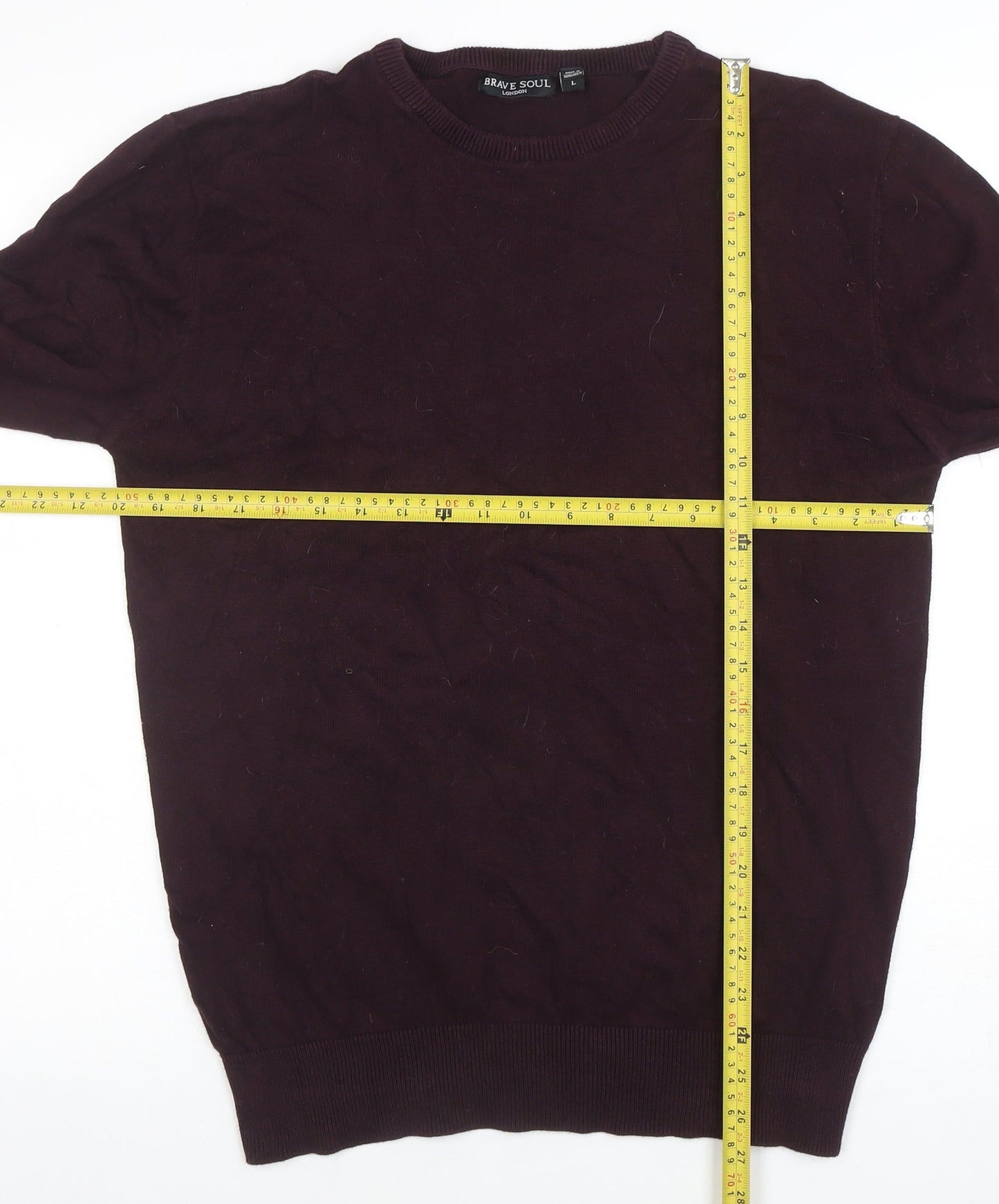Brave Soul Men's Brown Cotton Crew Neck Jumper Size L