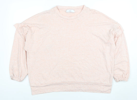 Wallis Womens Pink Beaded Crew Neck Long Sleeve Pullover Jumper Size L