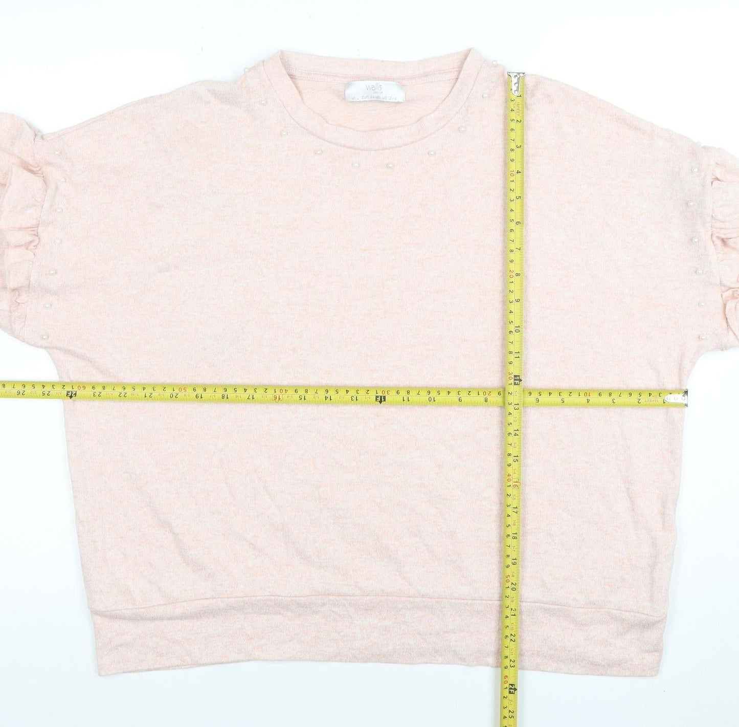 Wallis Womens Pink Beaded Crew Neck Long Sleeve Pullover Jumper Size L